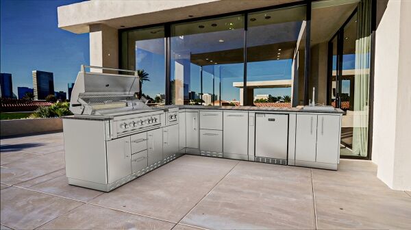 Countertop L Shaped Outdoor Kitchen Island Cal Flame Carmel Q L
