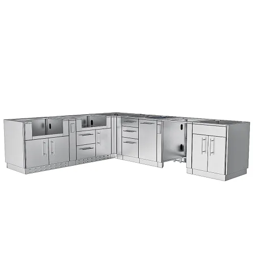 HILL COUNTRY 13'6″ Stainless Steel Outdoor Kitchen Island